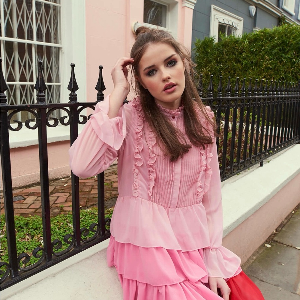 Sister Jane Pink Ruffled Maxi Dress
